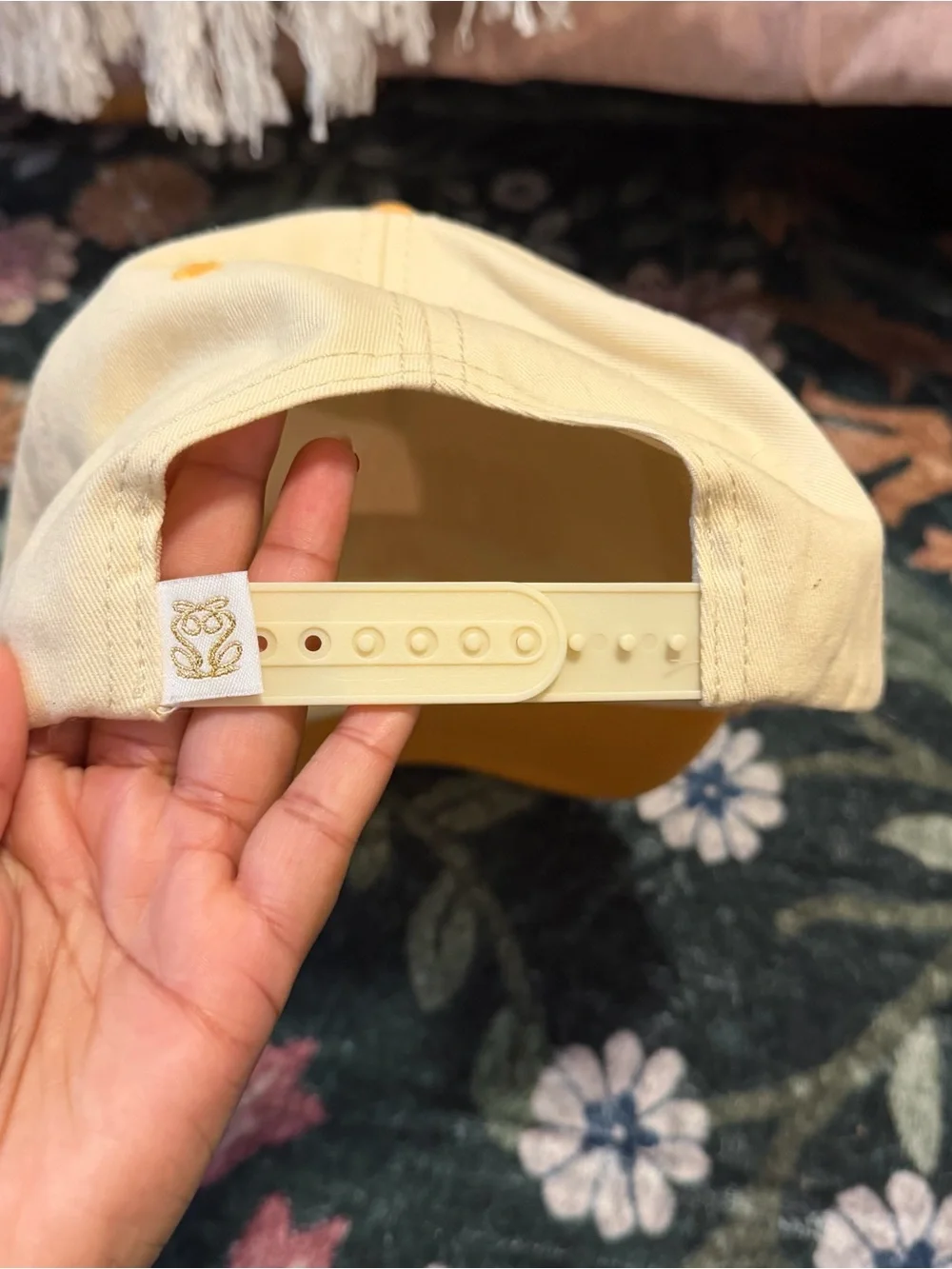 Good Energy Embroidered Cap in Cream & Orange